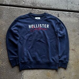 Hollister Dark Blue Crewneck with Red and White Logo